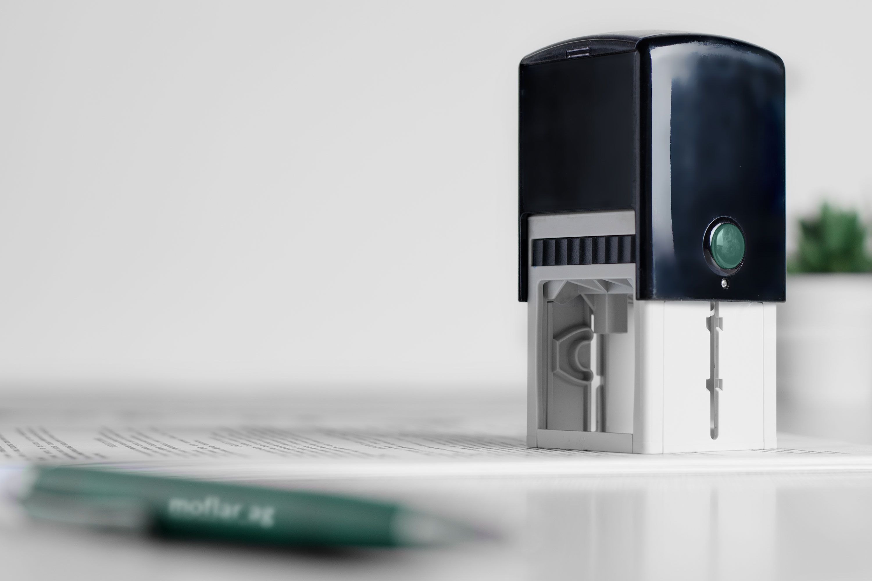 Selbst gestalteter Stempel auf Papier